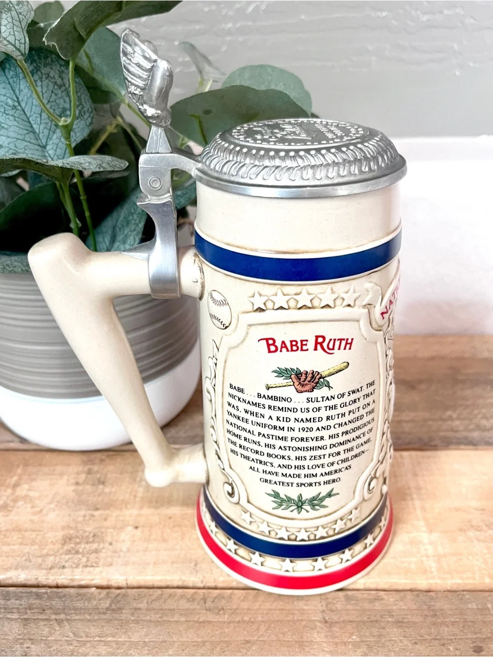 VTG 1993 Babe Ruth Called Shot Lidded Stein Bradford Museum COA
